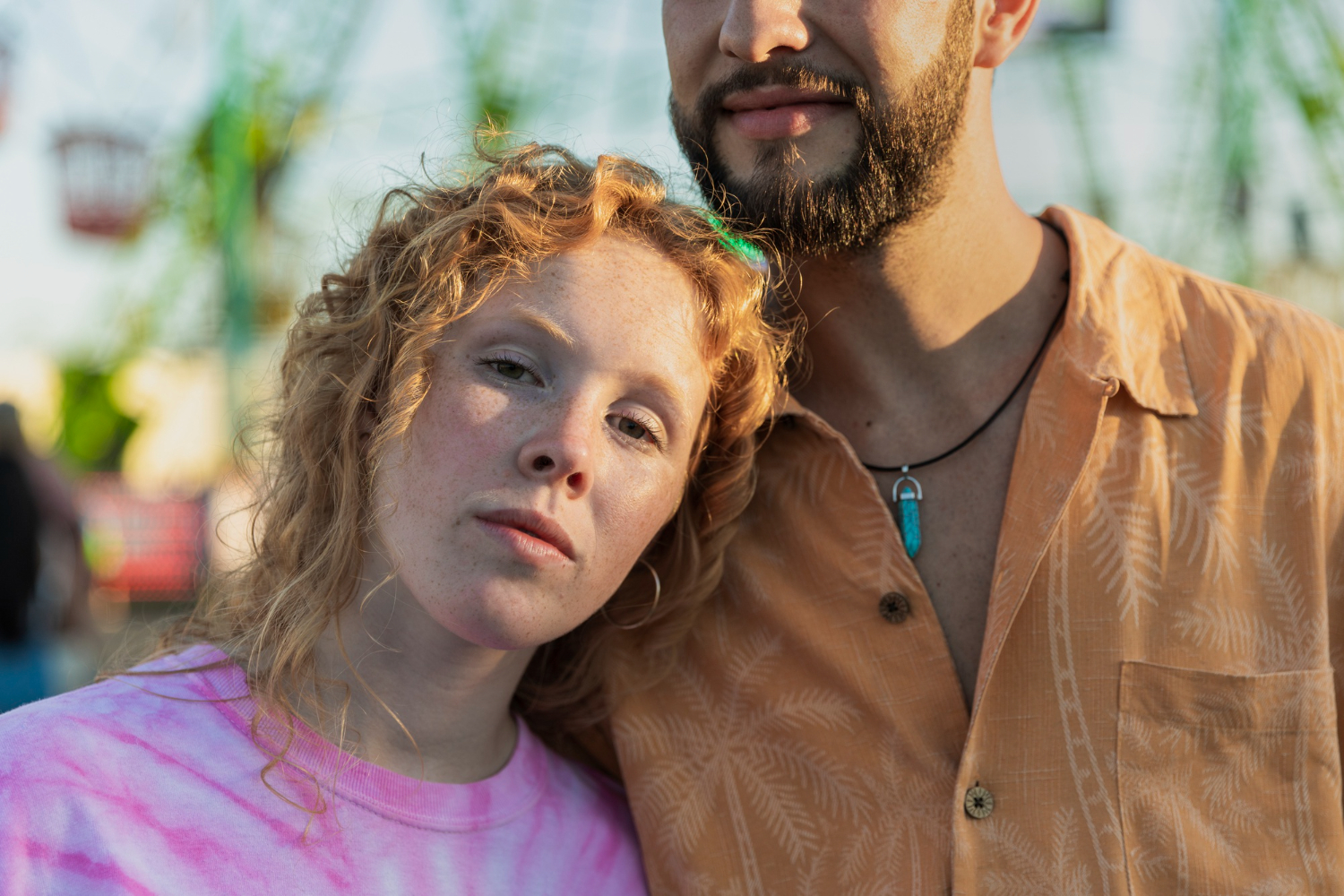Neurodivergent couple standing together outdoors
